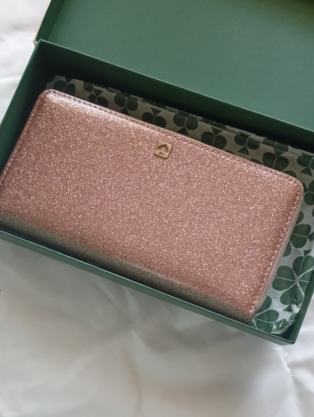 Kate Spade shimmering Rose gold pink glitter wallet new - Picture 4 of 13